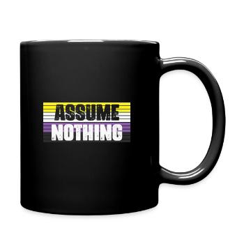 LBGT Flag Gay Pride Human Assume Nothing - Mug uni - noir - Droite