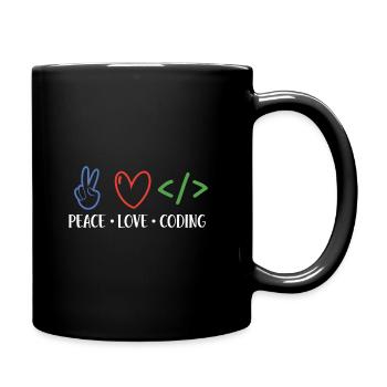 Peace Love Coding Coder Software Developer Program - Tasse einfarbig - Schwarz - Rechts