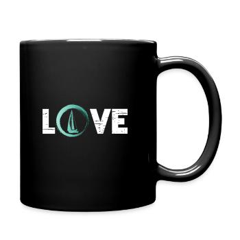 Sporty Hobby Leidenschaft Segeln - Tasse einfarbig - Schwarz - Rechts