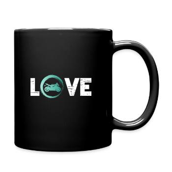 Sporty Hobby Leidenschaft Motorrad - Tasse einfarbig - Schwarz - Rechts