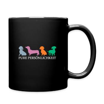 Dachshund silhouettes with dachshund saying - Full Colour Mug - black - Right