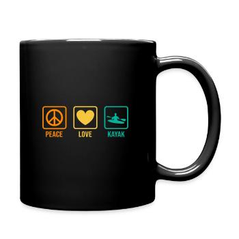 Peace Love Kayak Canoe Kayaking Rower Rowing Paddl - Tasse einfarbig - Schwarz - Rechts