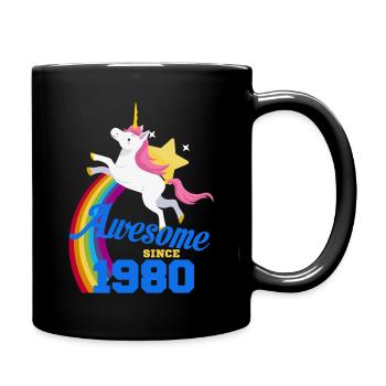 Unicorn - Awesome since 1980 - Tasse einfarbig - Schwarz - Rechts
