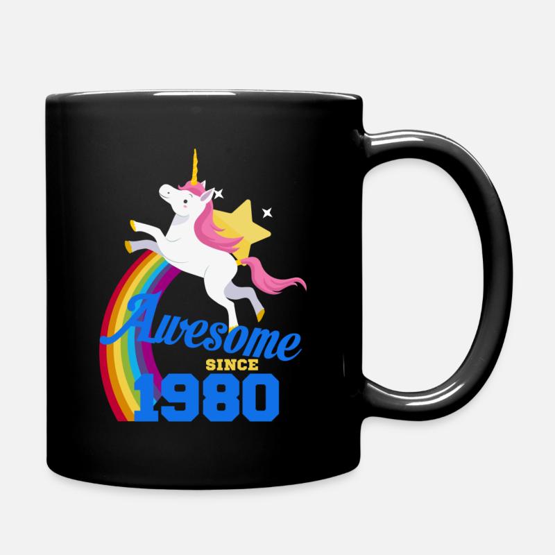 Unicorn - Awesome since 1980 - Full Colour Mug - black