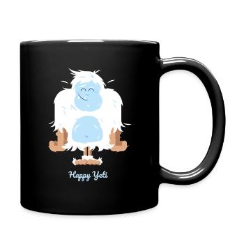 Happy Yeti illustration - Full Colour Mug - black - Right