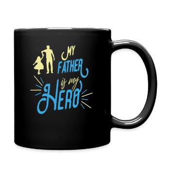 My father is my hero gift father father's day dad - Full Colour Mug - black - Right