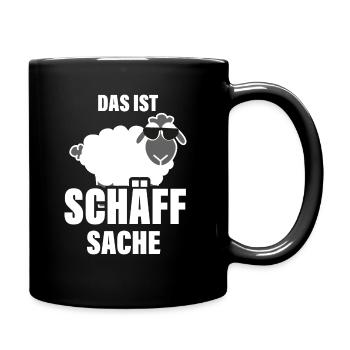 Das ist Chef Sache Schaf Schäff Wortspiel - Tasse einfarbig - Schwarz - Rechts