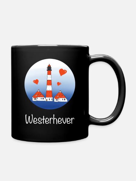 Leuchtturm Westerhever Liebe - Tasse einfarbig - Schwarz