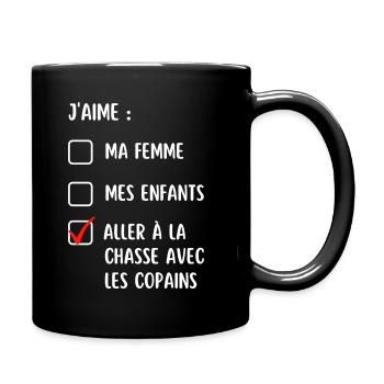 Cadeau humour chasse chasseur chasseuse drôle - Mug uni - noir - Droite