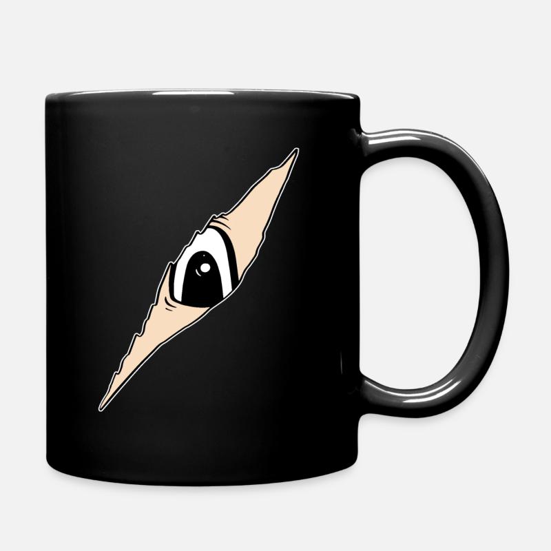 Auge schaut durch ein Riss - aufgerissener Stoff - Tasse einfarbig - Schwarz