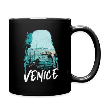 Venice and its Gondolas: Elegant Illustration - Full Colour Mug - black - Right