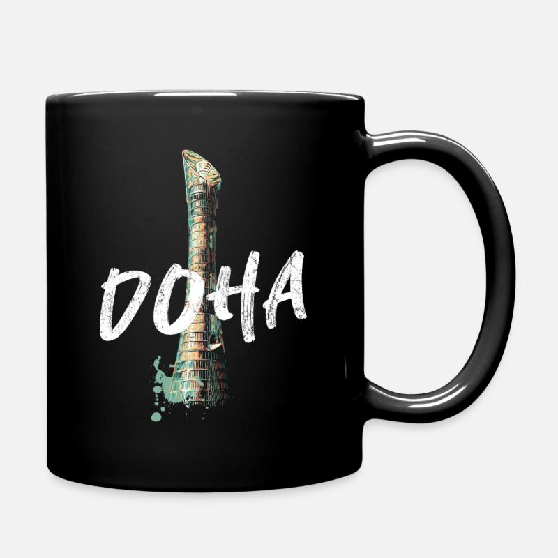 Sheikh Khalifa Stadium, Doha - Full Colour Mug - black