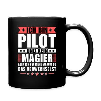 Ich bin Pilot und kein Magier - Tasse einfarbig - Schwarz - Rechts