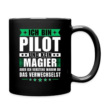 Ich bin Pilot und kein Magier - Tasse einfarbig - Schwarz - Rechts