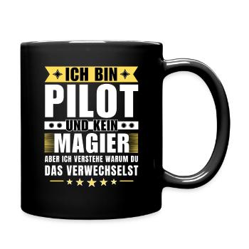 Ich bin Pilot und kein Magier - Tasse einfarbig - Schwarz - Rechts