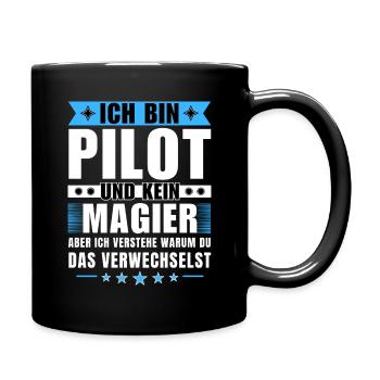 Ich bin Pilot und kein Magier - Tasse einfarbig - Schwarz - Rechts