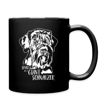 Loved by a Giant Schnauzer Hundespruch Wilsigns - Tasse einfarbig - Schwarz - Rechts