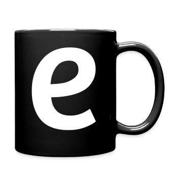 Buchstabe e "e" weiß - Tasse einfarbig - Schwarz - Rechts