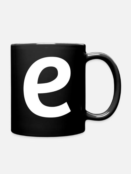 Buchstabe e "e" weiß - Tasse einfarbig - Schwarz