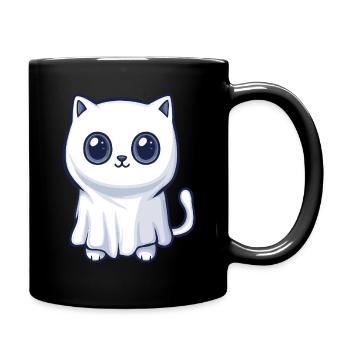 Cat Halloween Comic Ghost - Full Colour Mug - black - Right