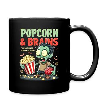 Design amusant « Popcorn & Brains » pour les fans de zombies - Mug uni - noir - Droite