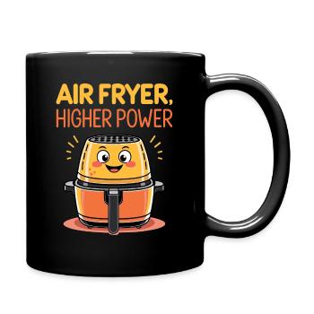 Lustiges Air Fryer Cartoon-Design - Tasse einfarbig - Schwarz - Rechts