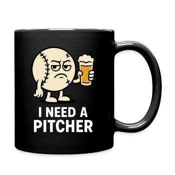 Witziges Baseball Bier Design - Tasse einfarbig - Schwarz - Rechts