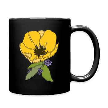 Tulpe mit Veilchen - Tasse einfarbig - Schwarz - Rechts