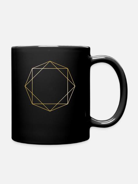 Symbole Formen Geschenk Achteck Dreieck gold Linie - Tasse einfarbig - Schwarz
