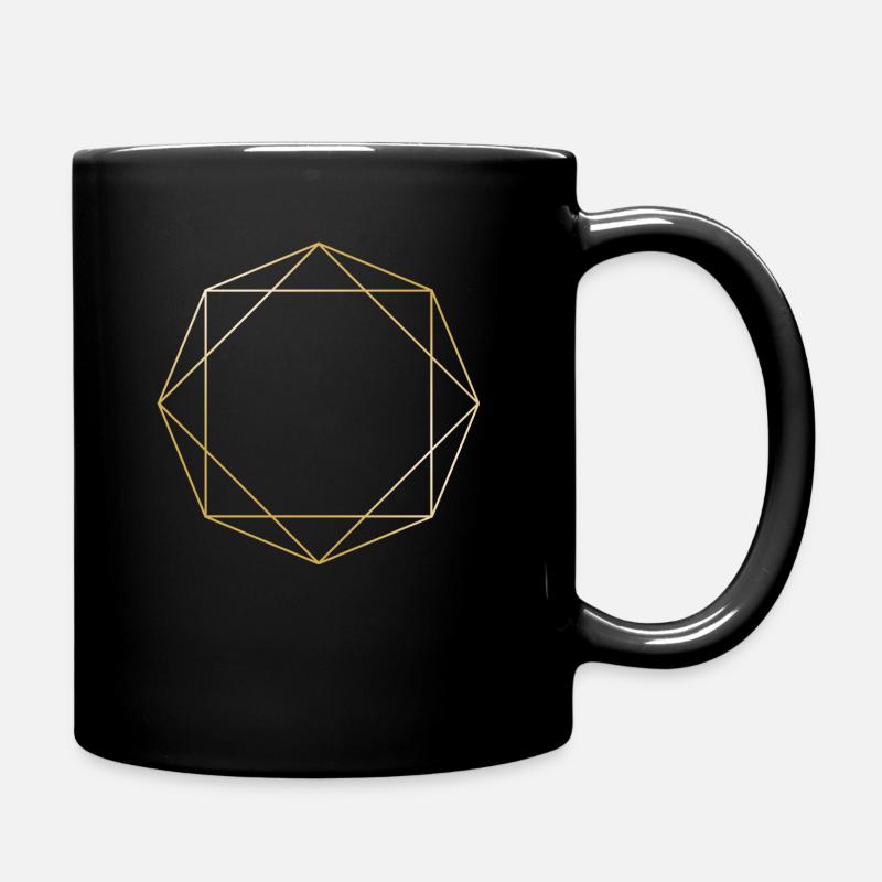 Symbole Formen Geschenk Achteck Dreieck gold Linie - Tasse einfarbig - Schwarz