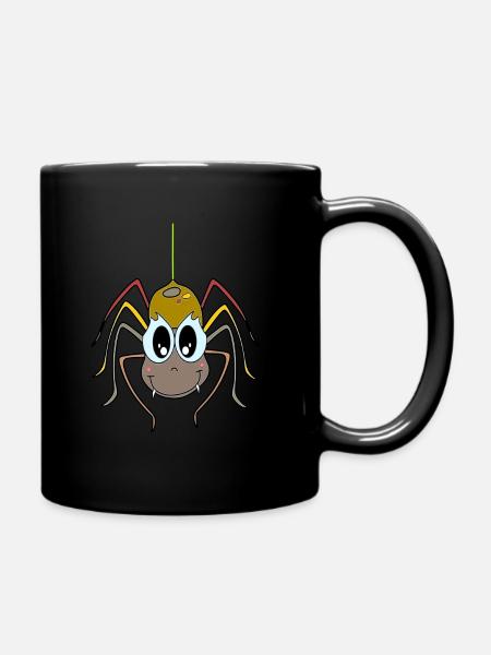 Spinne Spider - Helga die Niedliche Kellerspinne - - Tasse einfarbig - Schwarz