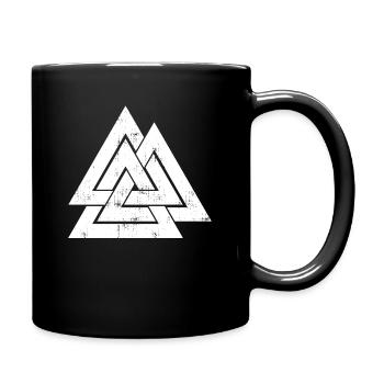 Retro Valknut Wikinger Nordisches Volk Geschenk - Tasse einfarbig - Schwarz - Rechts