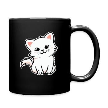 Dessin Animé Chat Chat Blanc Illustration - Mug uni - noir - Droite