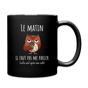 Cadeau noël drôle chouette hibou matin - Mug uni - noir - Droite