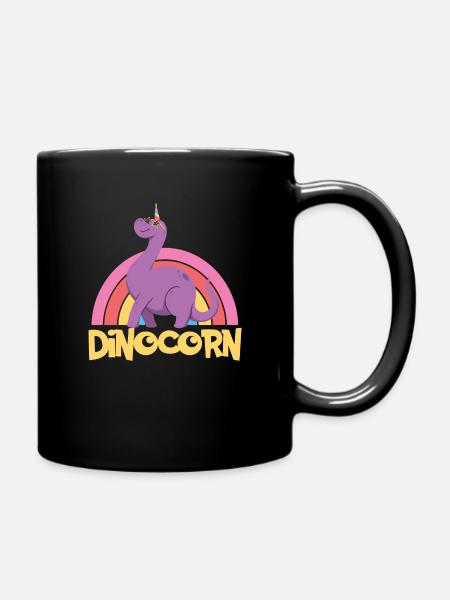 Dino Einhorn - süße Dinocorn - Tasse einfarbig - Schwarz