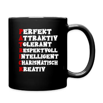 Patrick Vorname Name Namen Geschenk Geschenkidee - Tasse einfarbig - Schwarz - Rechts