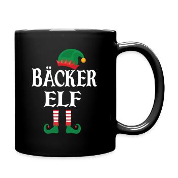 Weihnachten Bäcker Elf - Tasse einfarbig - Schwarz - Rechts