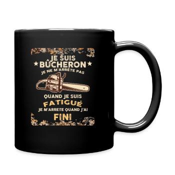 Bois bucheron. Humour tronçonneuse - Mug uni - noir - Droite