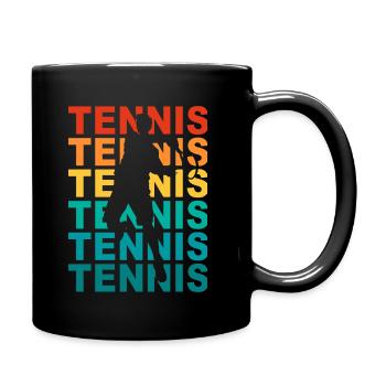 Tennis Schrift Tennisspieler Tennisschläger - Tasse einfarbig - Schwarz - Rechts