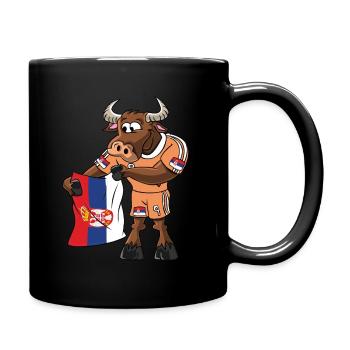 Serbien Fan Stier - Tasse einfarbig - Schwarz - Rechts