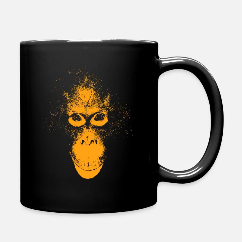 Orang-Utan-Gesicht orange - Tasse einfarbig - Schwarz