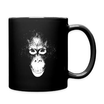 Orang-Utan-Gesicht weiß - Tasse einfarbig - Schwarz - Rechts