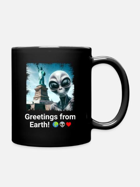 Aliens à New York - Statue Selfie Saga - Mug uni - noir