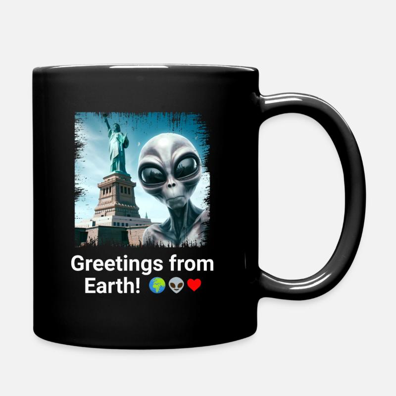 Aliens in New York - Statue Selfie Saga - Full Colour Mug - black