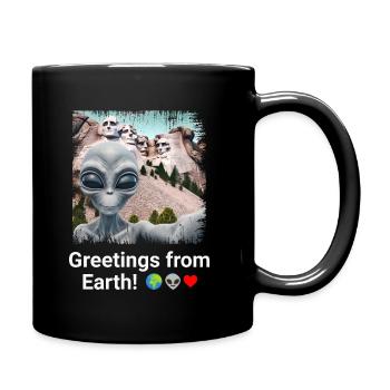 Aliens am Mount Rushmore - Monumentales Selfie Momen - Tasse einfarbig - Schwarz - Rechts