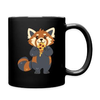 Red Panda with Pizza - Full Colour Mug - black - Right