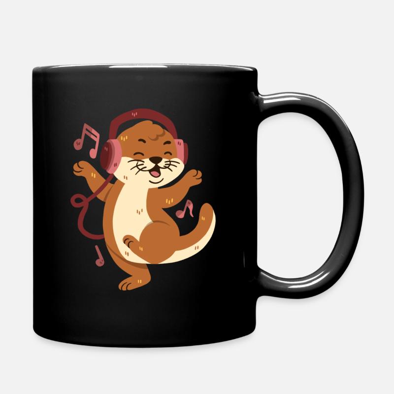 Otter hört Musik und tanzt - Tasse einfarbig - Schwarz