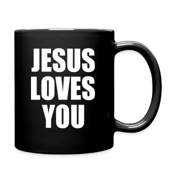 Jesus loves you - Full Colour Mug - black - Right