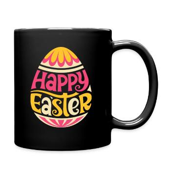 Happy Easter - Osterhase - Osterei - Geschenk - Tasse einfarbig - Schwarz - Rechts