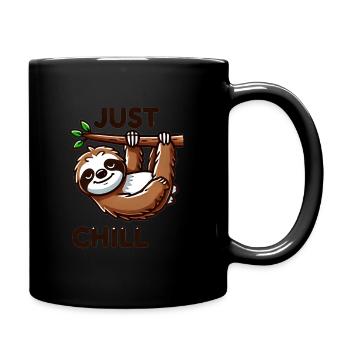 Just Chill – Faultier am Ast - Tasse einfarbig - Schwarz - Rechts
